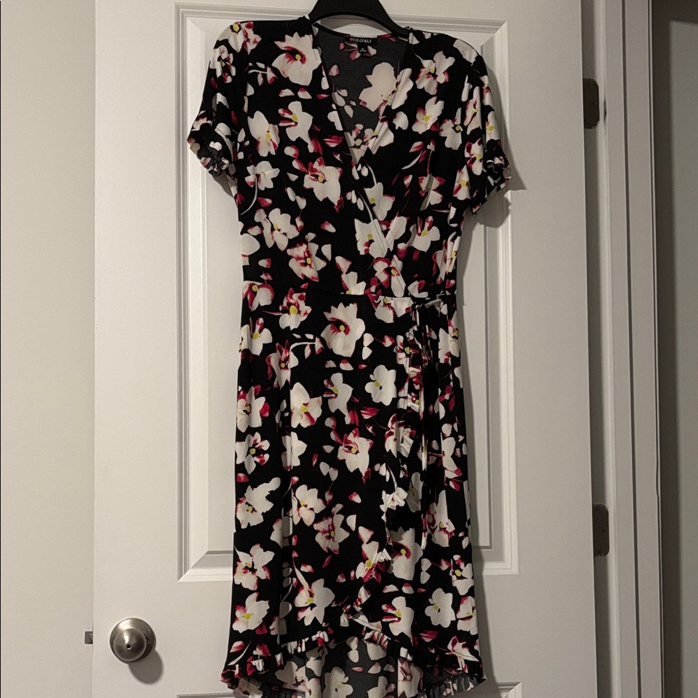 Roz & Ali Black High Low Dress with Floral Design